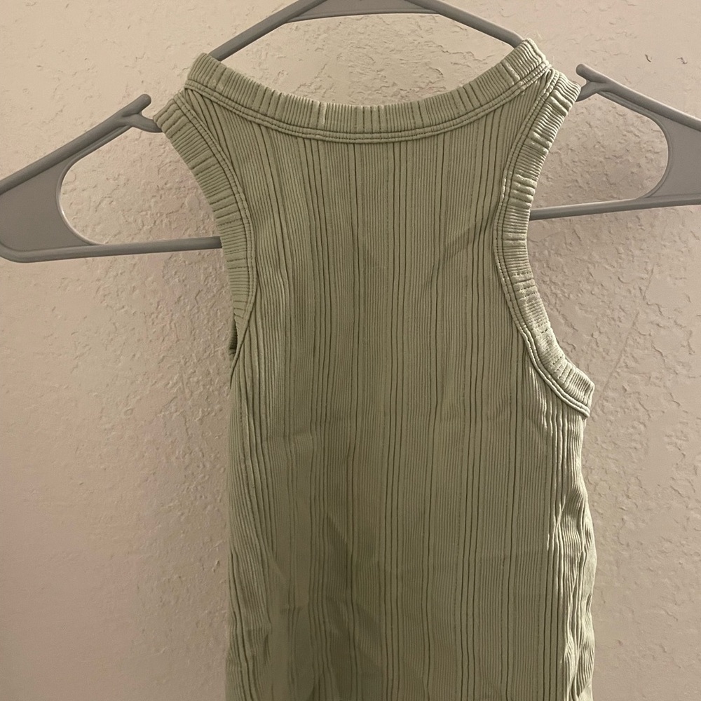 Green Ribbed Sleeveless Top
